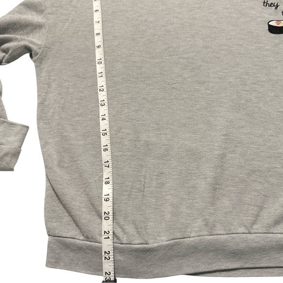 Sushi Lovers Bundle Gray Sweatshirt with Sushi Embroidery and Matching Earrings - Picture 4 of 6